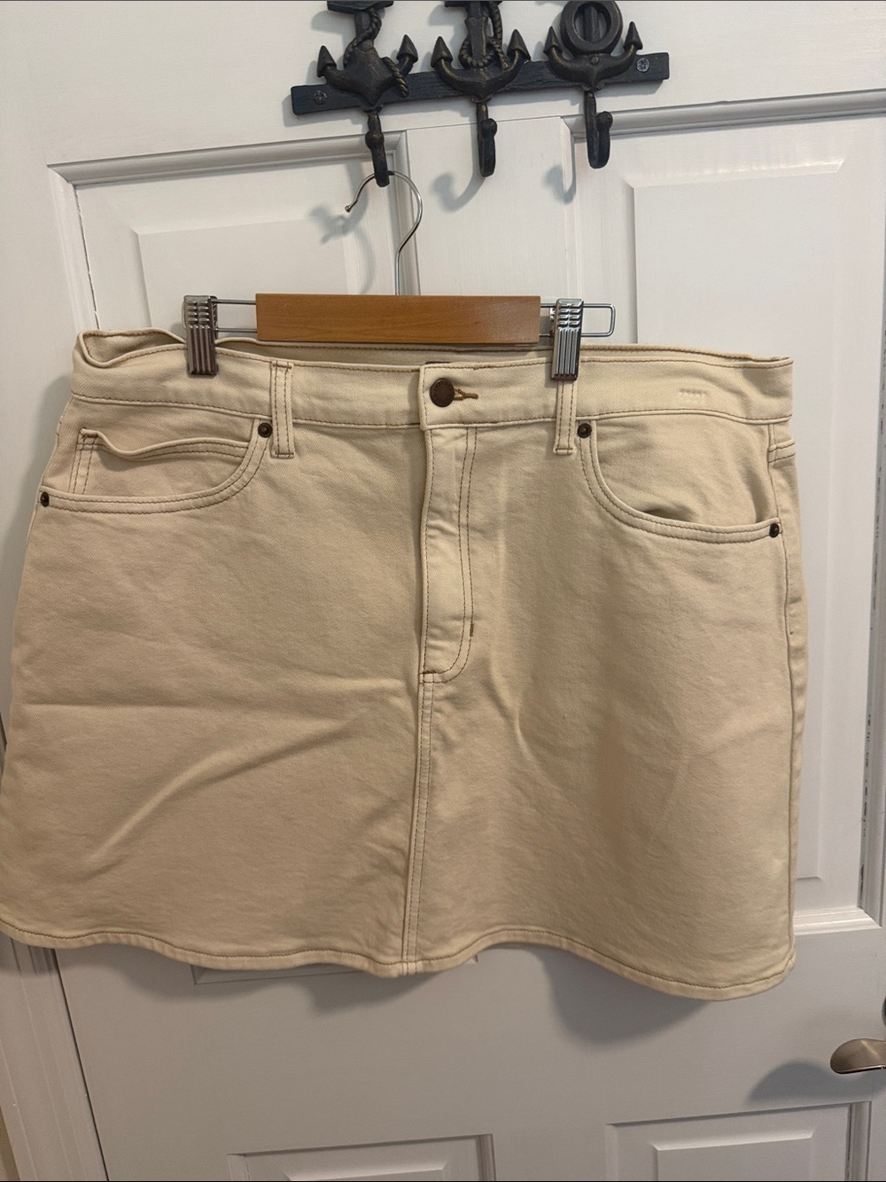 Just USA Cream Denim Mini Skirt